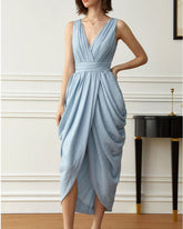 Sleeveless wrap dress with draped skirt - Yasmina